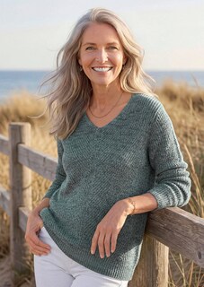 Tricot pullover met naadloze V-hals thumbnail 7