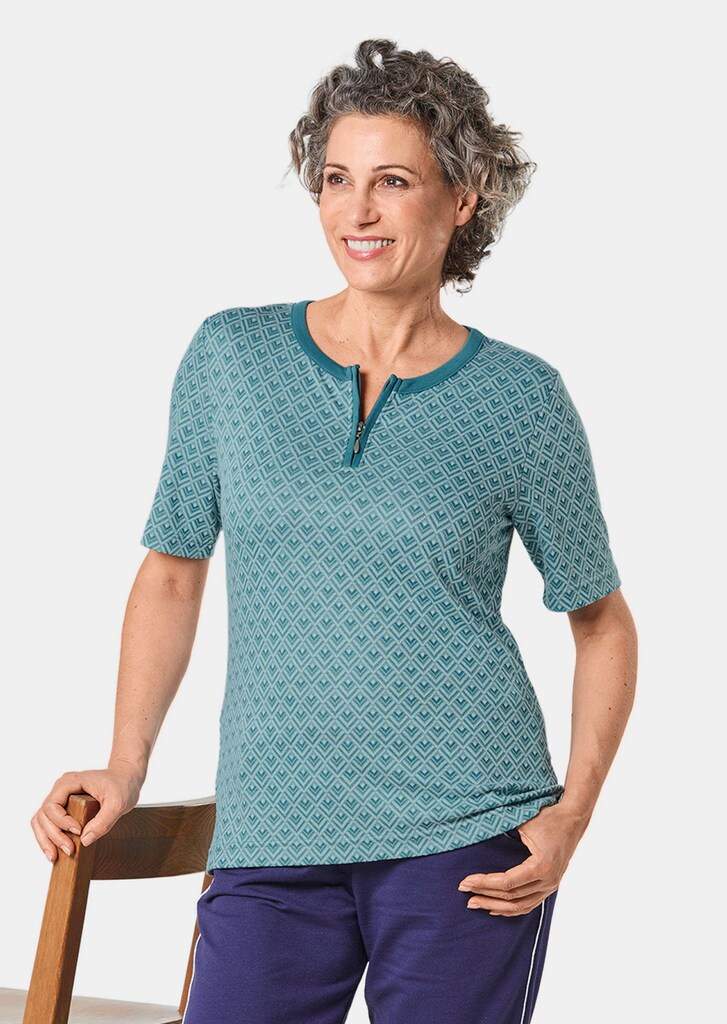 Halbarm-Shirt mit Reißverschluss
