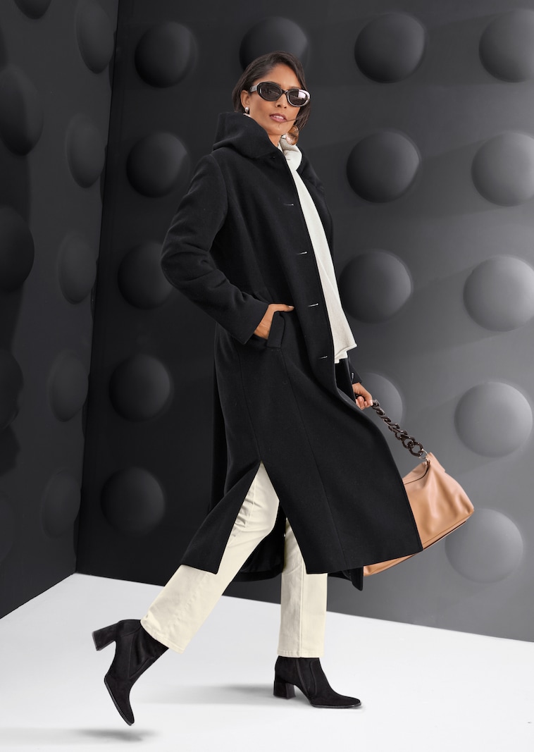 Langer Mantel mit Umschlag-Kragen