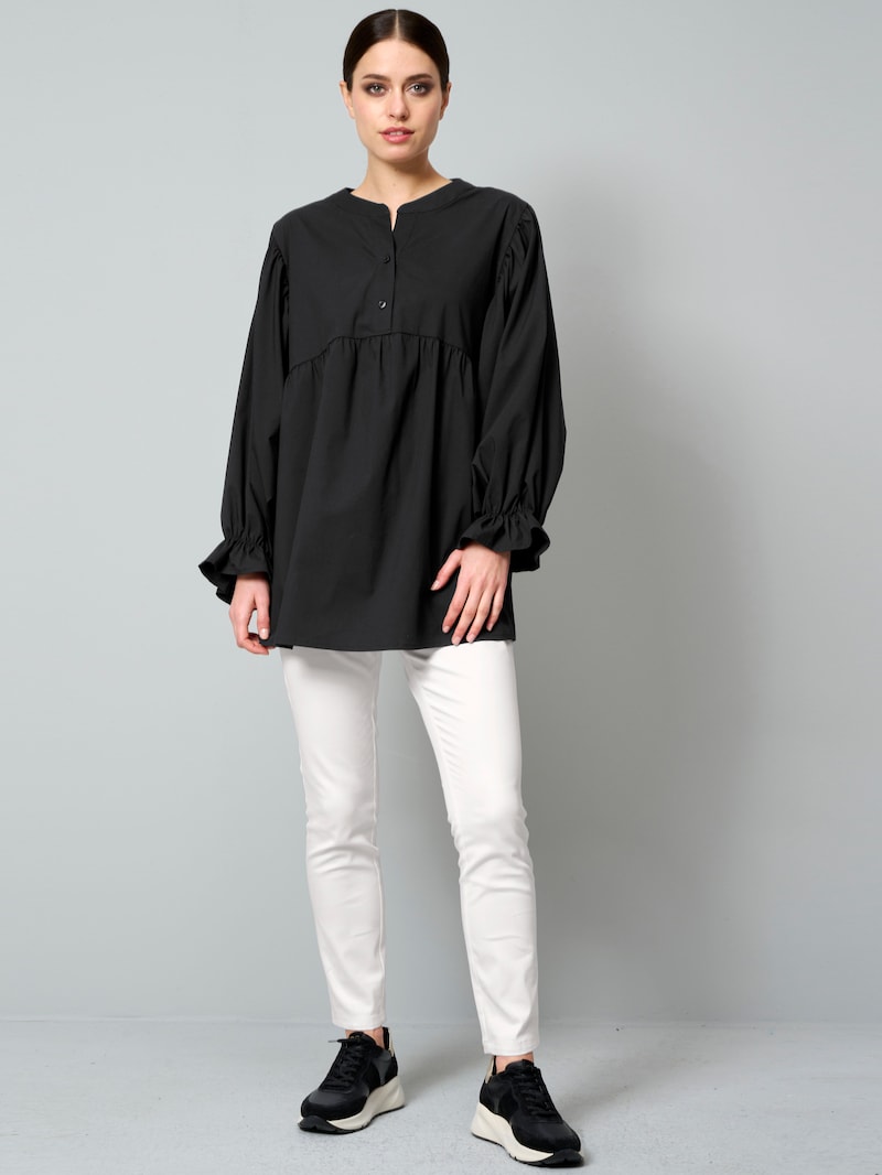 Popelinebluse mit Stehkragen