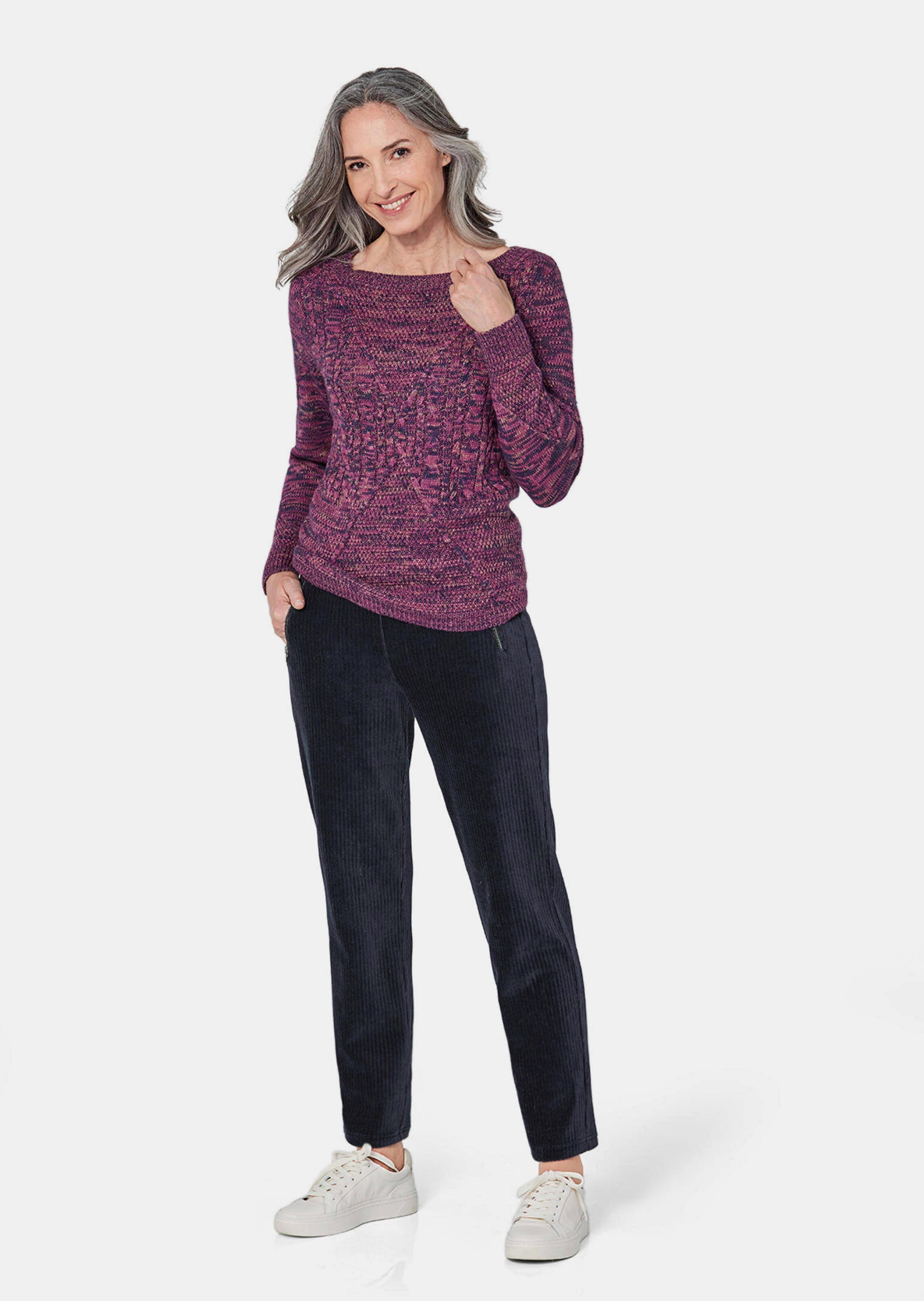 Pull en maille torsadée - baie / à motifs - Gr. 21 de Goldner Fashion