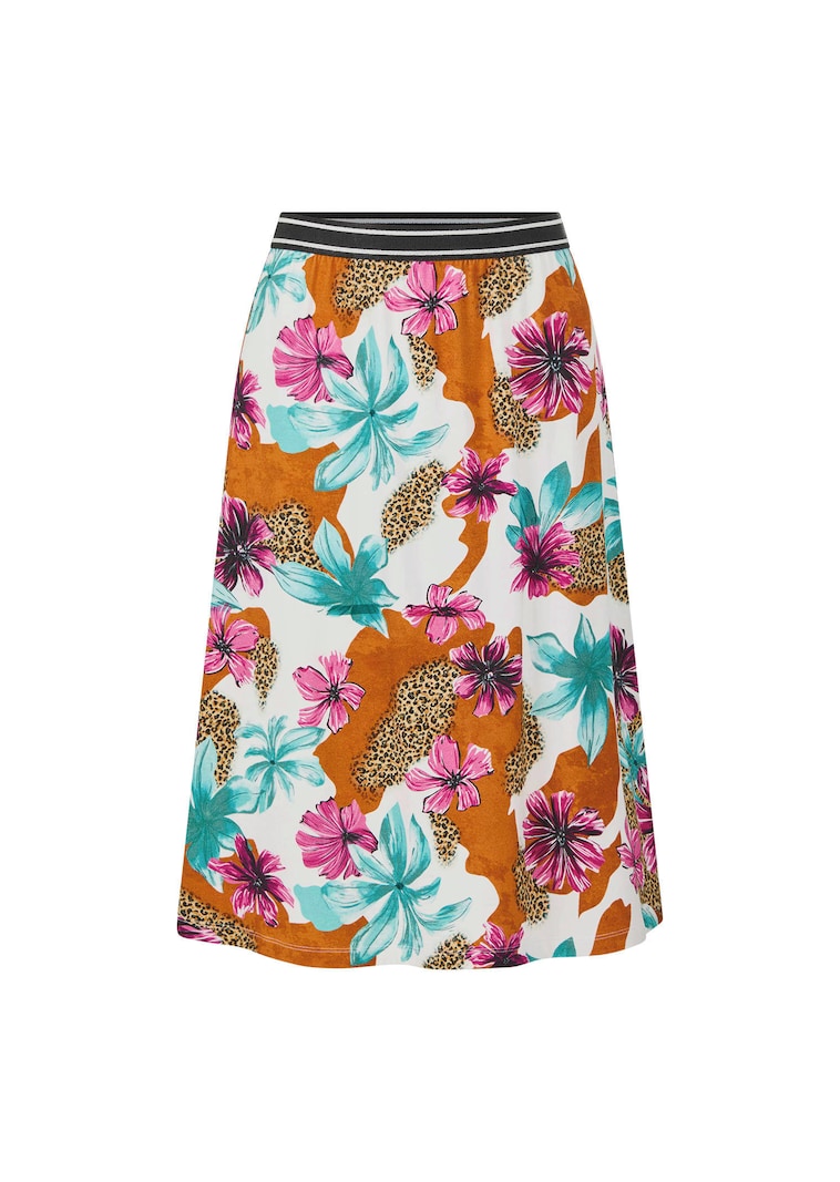 Jerseyjupe mit Animal Print und Blumen