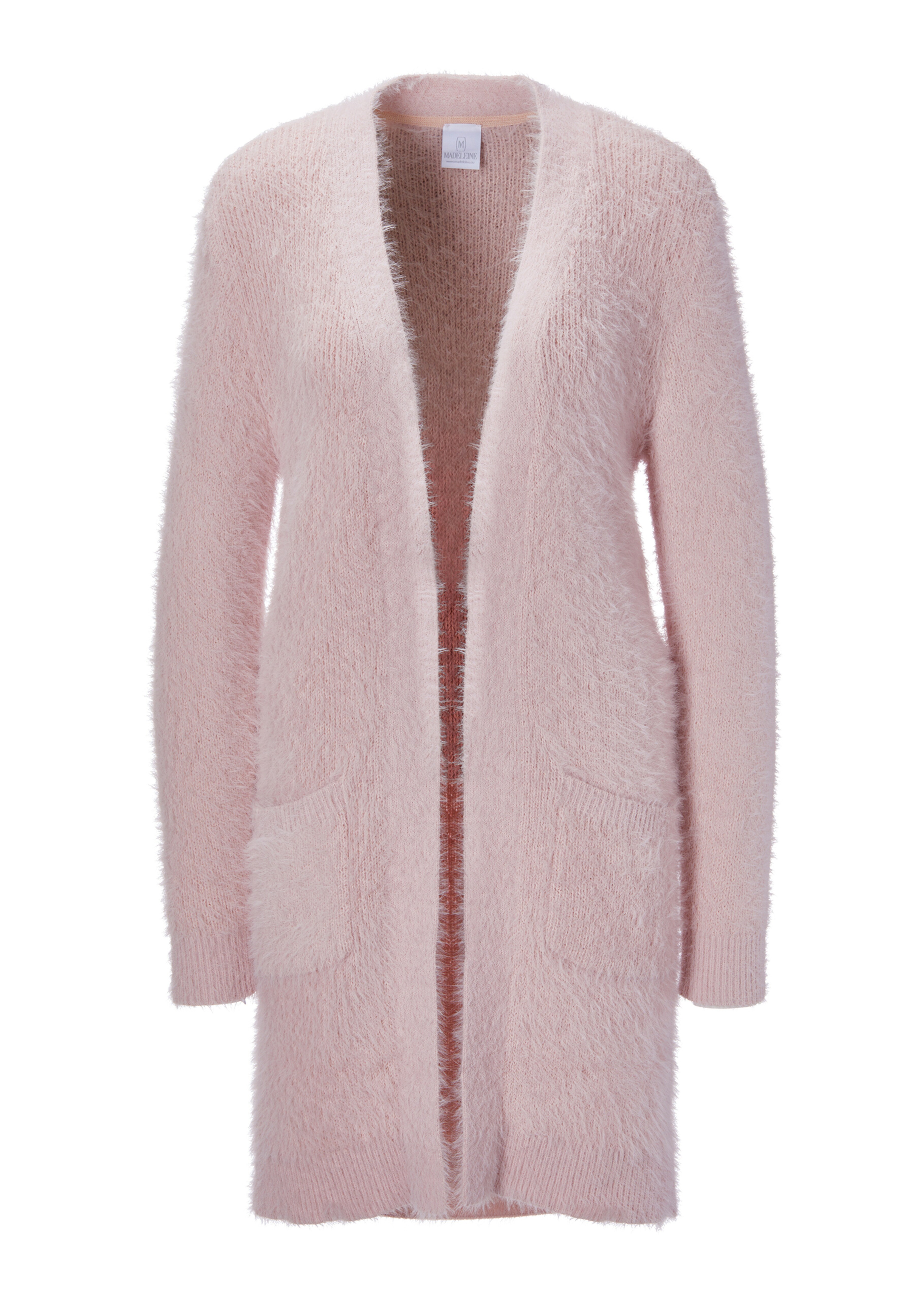 Lange, flauschige Strickjacke