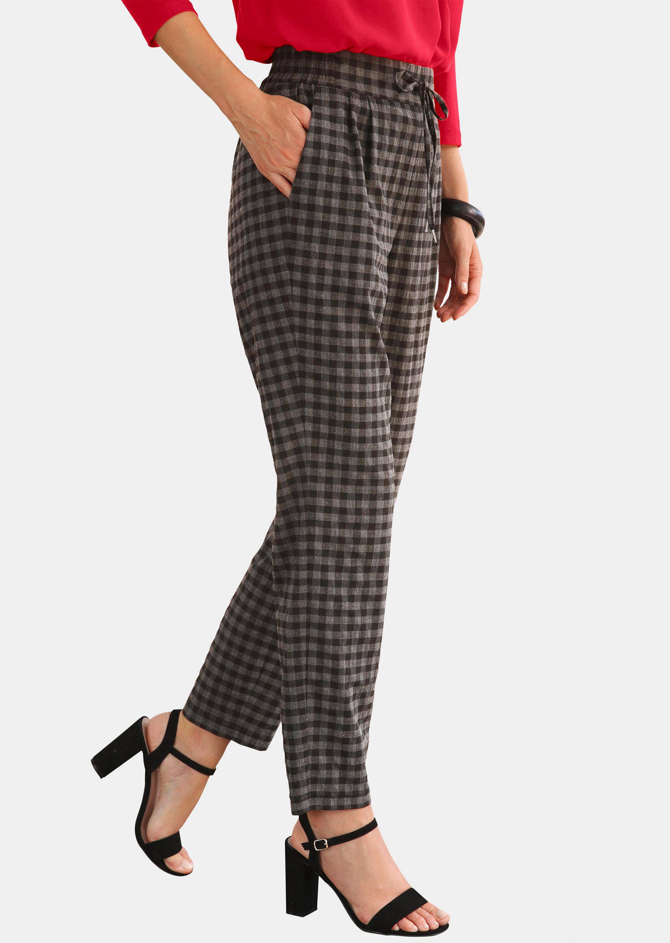 Pantalon 7/8 à carreaux LOUISA - noir / gris / à carreaux - Gr. 56 de Goldner Fashion