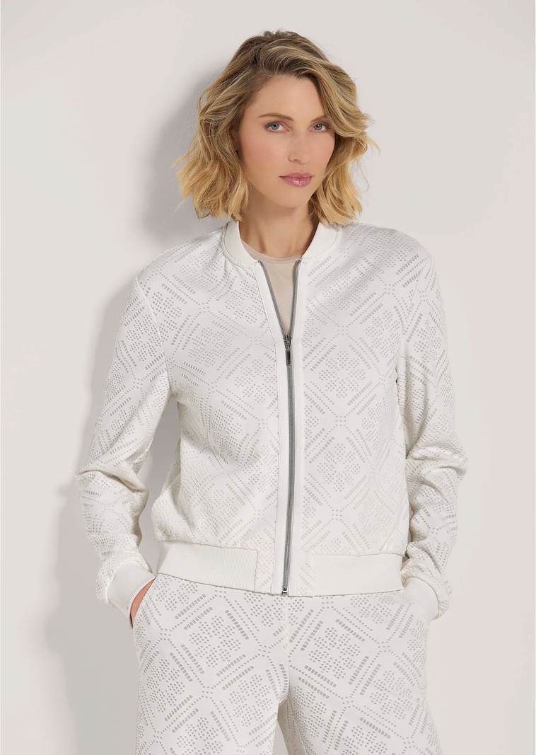 Jersey-Blouson in Spitzen-Optik