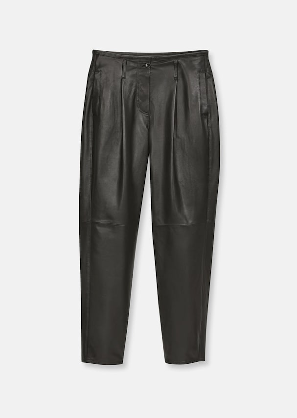 Leather trousers with pleats 5