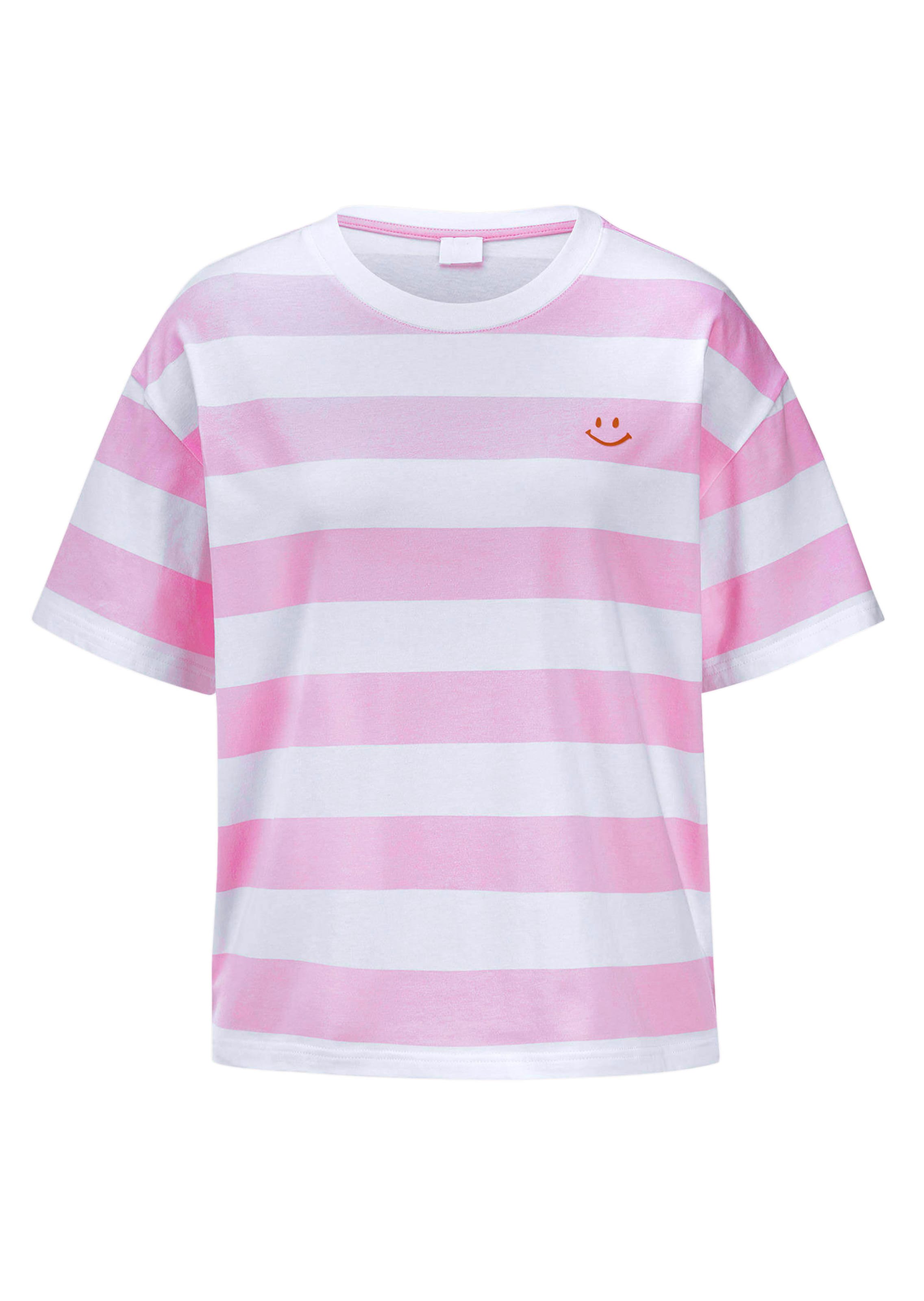 T-shirt en coton avec rayures imprimées féminines