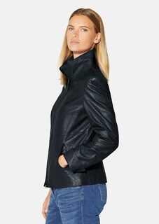 Veste en cuir nappa avec parties structurées thumbnail 4
