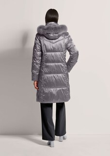 Lange Kapuzen-Jacke mit Webpelz thumbnail 3