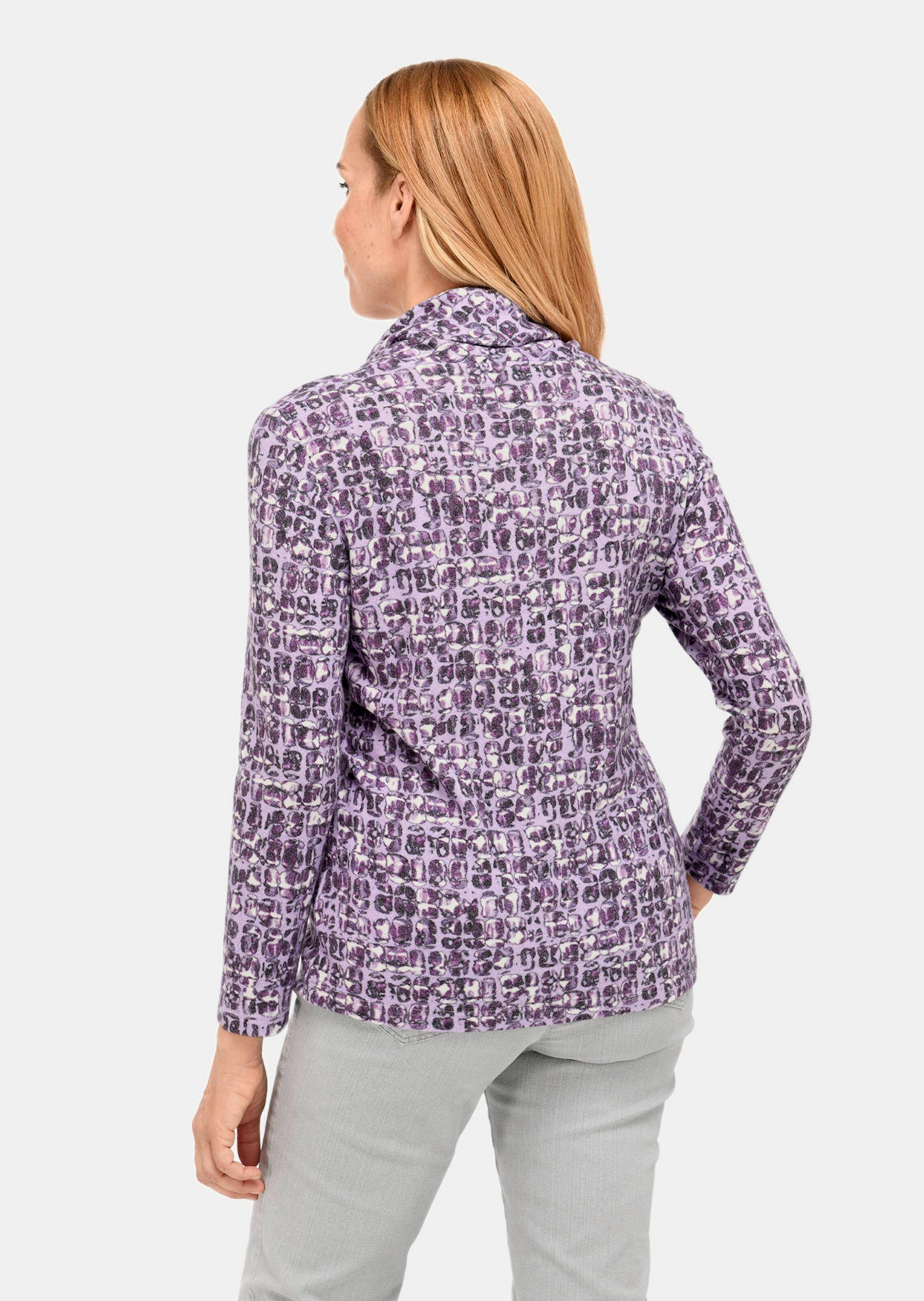 Doux T-shirt imprimé à col roulé - lilas / gris / à motifs - Gr. 52 de Goldner Fashion