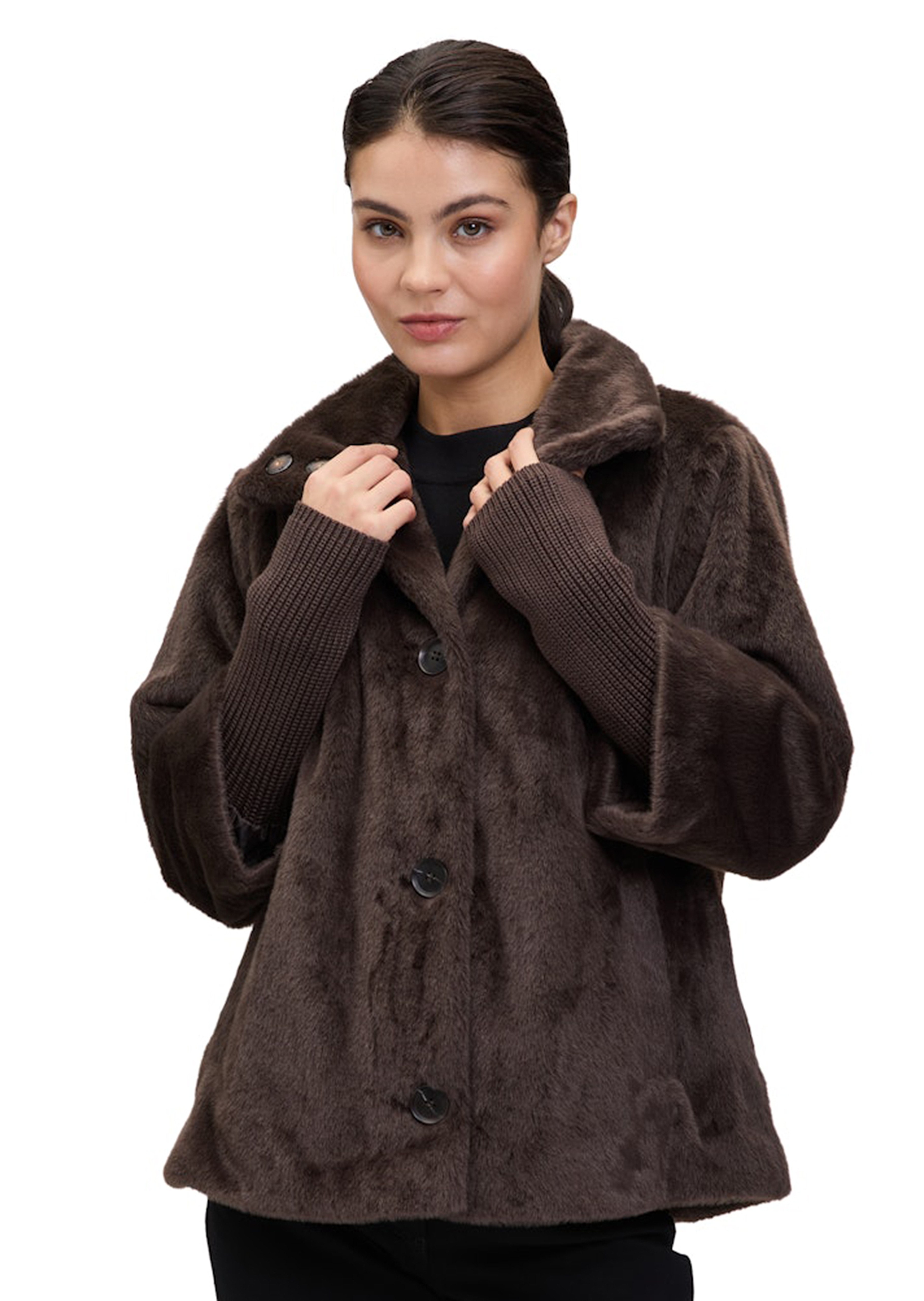 Übergangsjacke in Fell-Optik