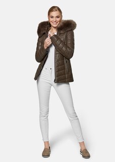 Leder-Steppjacke mit Lammfellbesatz thumbnail 2