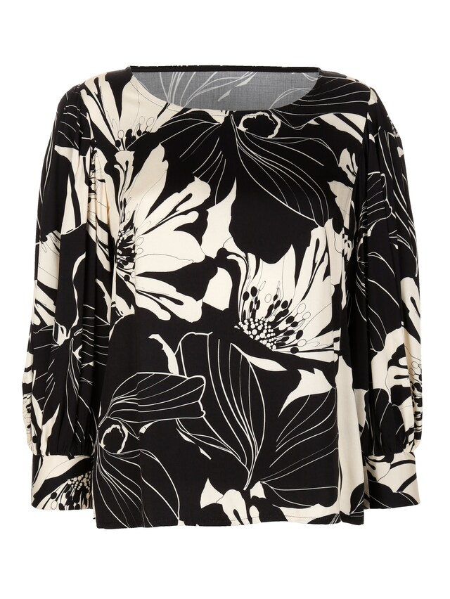 Bluse mit modischem Blütendruck 1