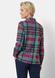 Karierte Hemdbluse aus reiner Baumwolle thumbnail 3