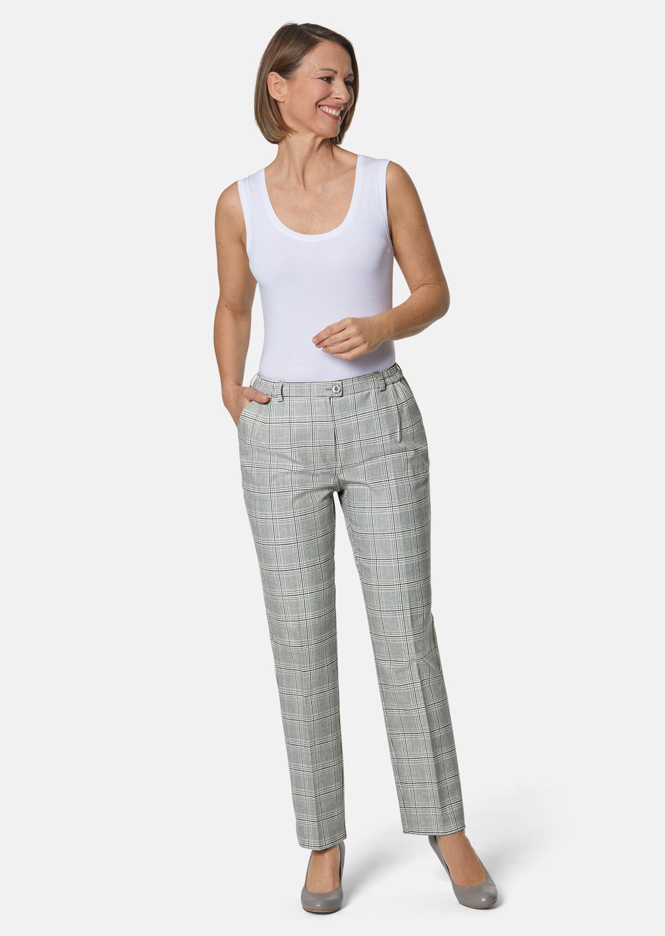 Pantalon ANNA à carreaux - beige / à carreaux - Gr. 22 de Goldner Fashion