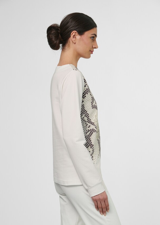 Sweatshirt mit abstraktem Print und Glitzersteinchen 3