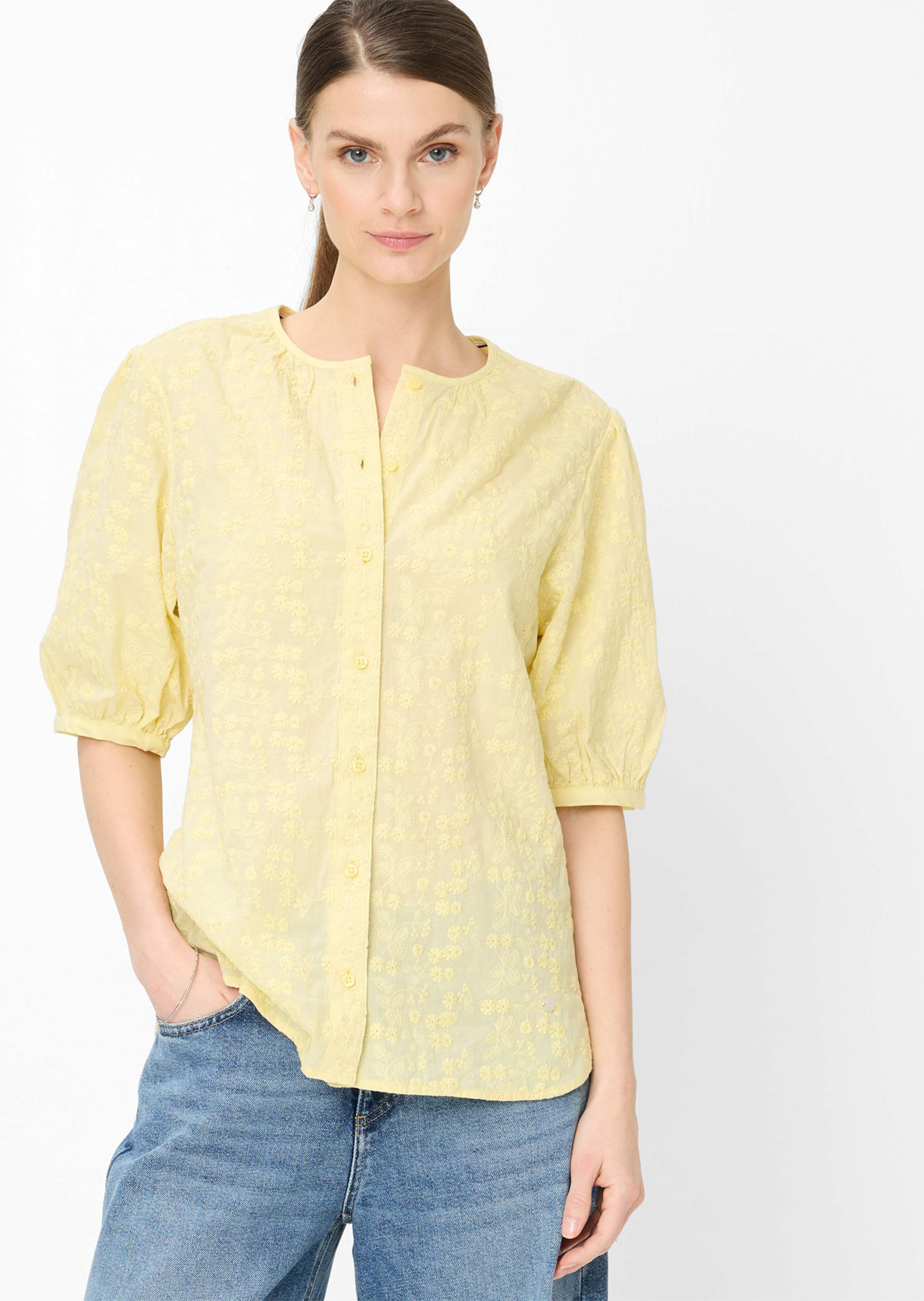 Blouse pur coton avec broderie florale