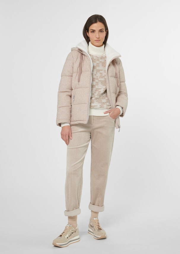 Warmly padded quilted jacket with function in platinum / melange