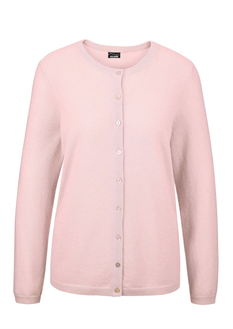 Kaschmirstrickjacke mit Rundhalsausschnitt