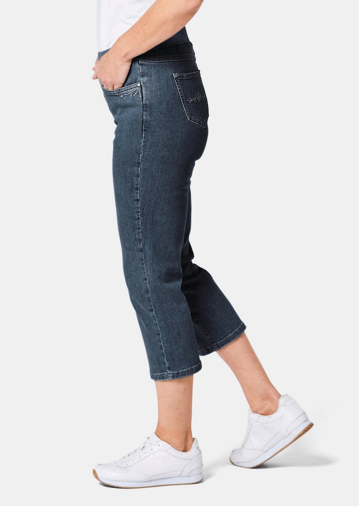 3/4-Jeansschlupfhose Louisa mit bequemen Jerseybund und Stickerei