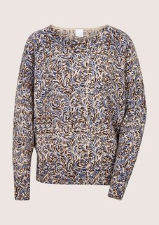 Bedruckter Kaschmirpullover mit Fledermausärmeln thumbnail 6