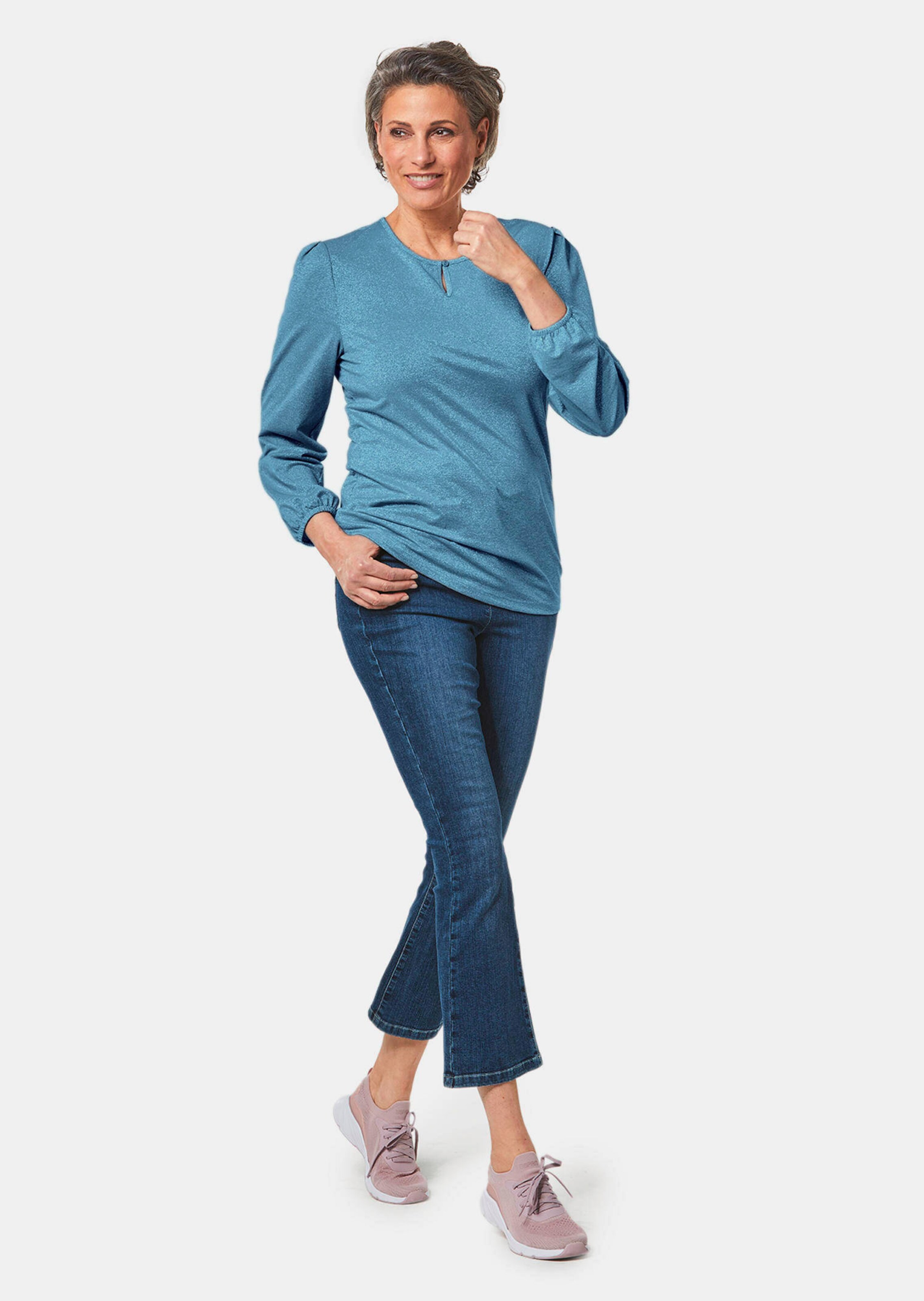 T-shirt à fil métallisé - bleu clair - Gr. 54 de Goldner Fashion