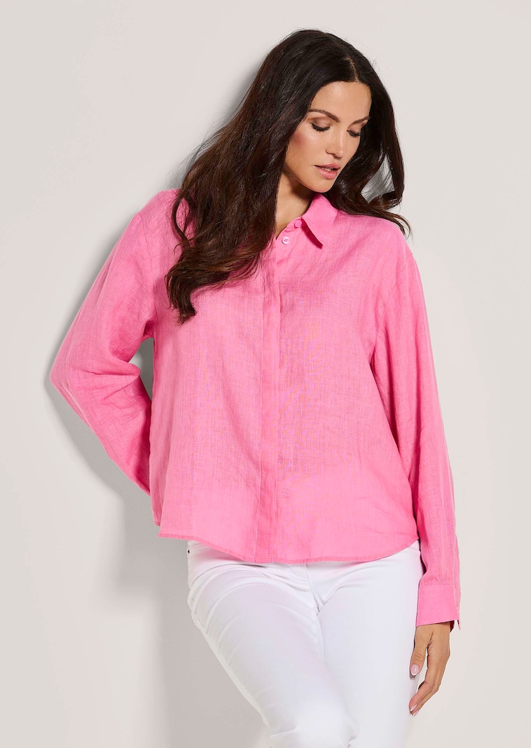 Lange Hemdbluse aus Leinen