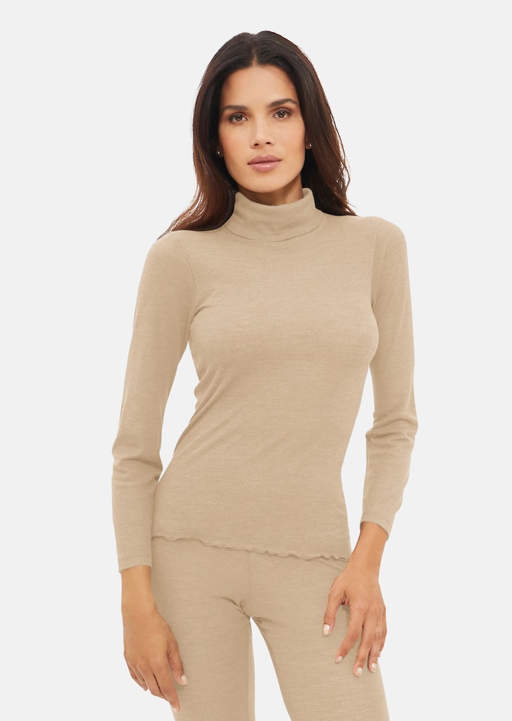 Turtleneck shirt with a fine ribbed texture