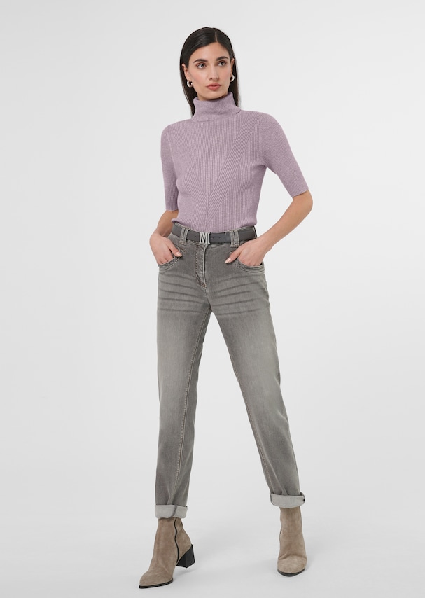 Ribbed knit jumper with half sleeves 1