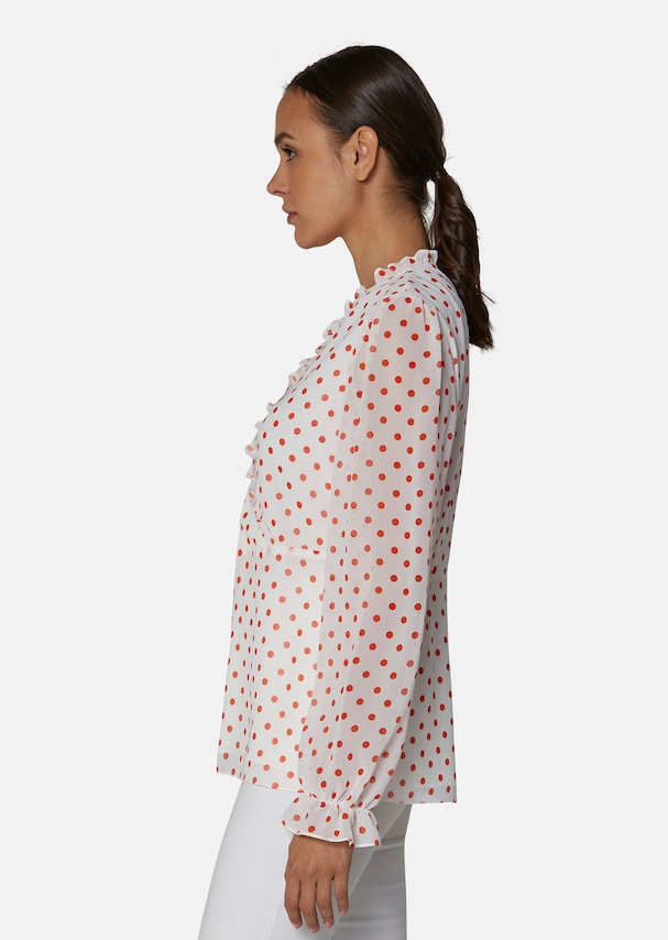 Polka dot blouse with frills 3