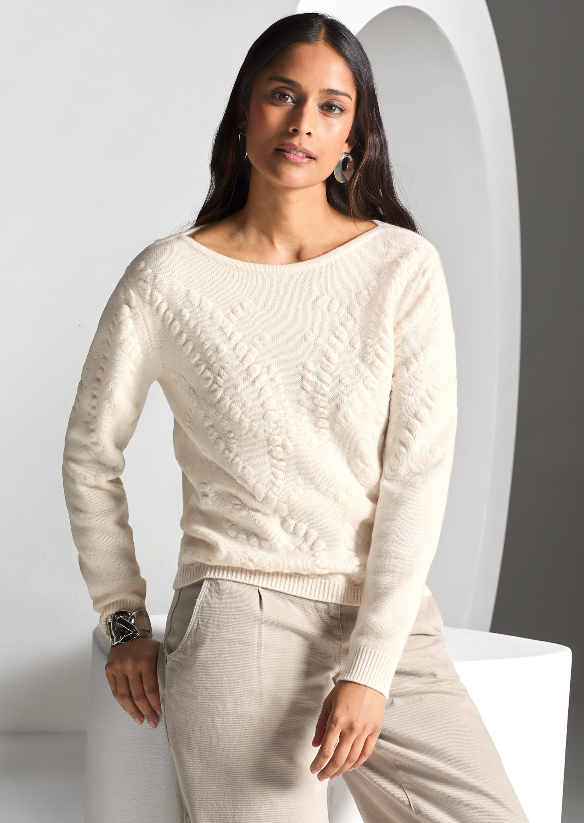 Pullover mit Kaschmir und Strukturstrick