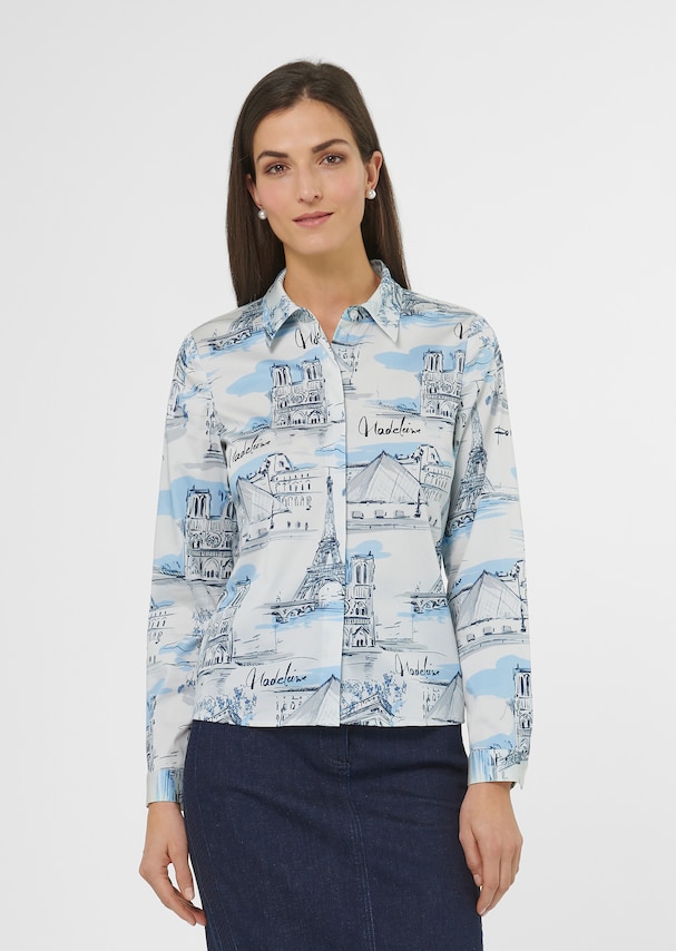 Long-sleeved blouse with unique print