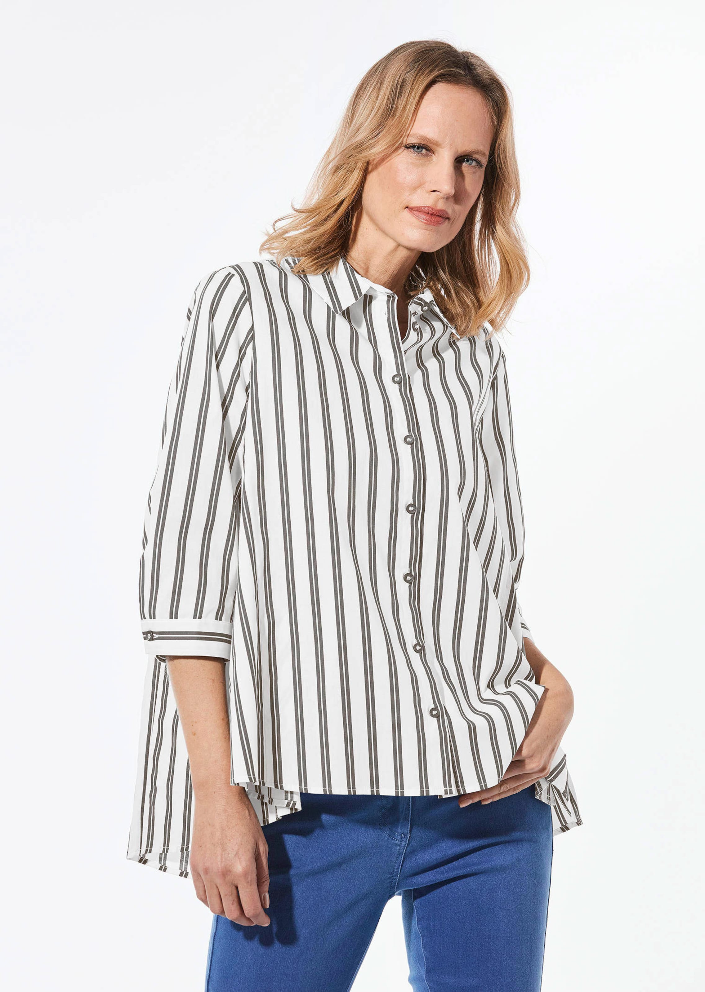 Schlichte Baumwoll-Bluse mit 3/4-Arm