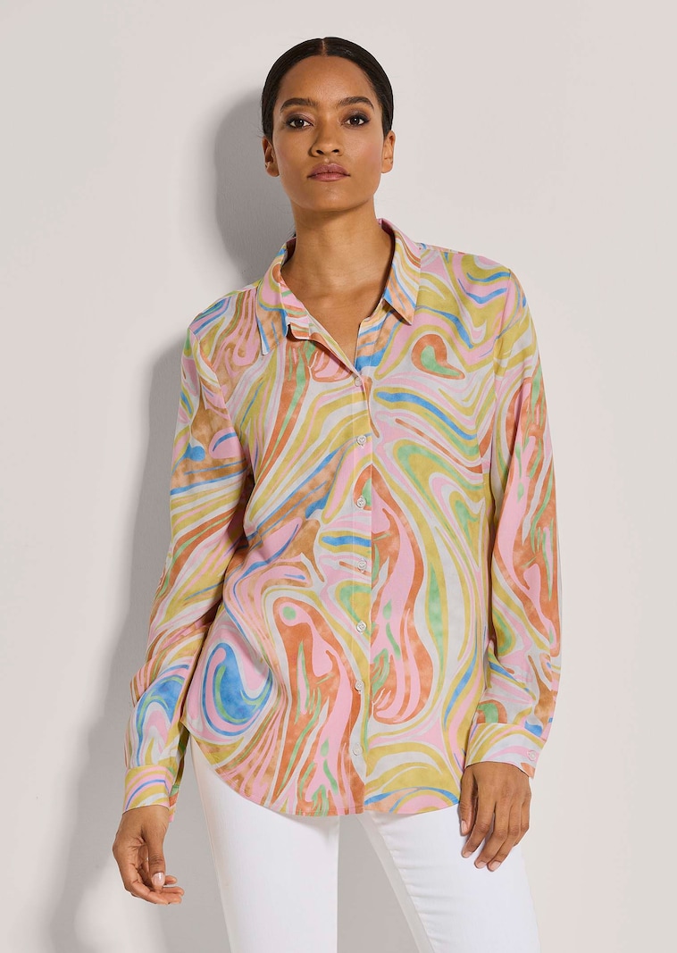 Longbluse mit Unikat-Print