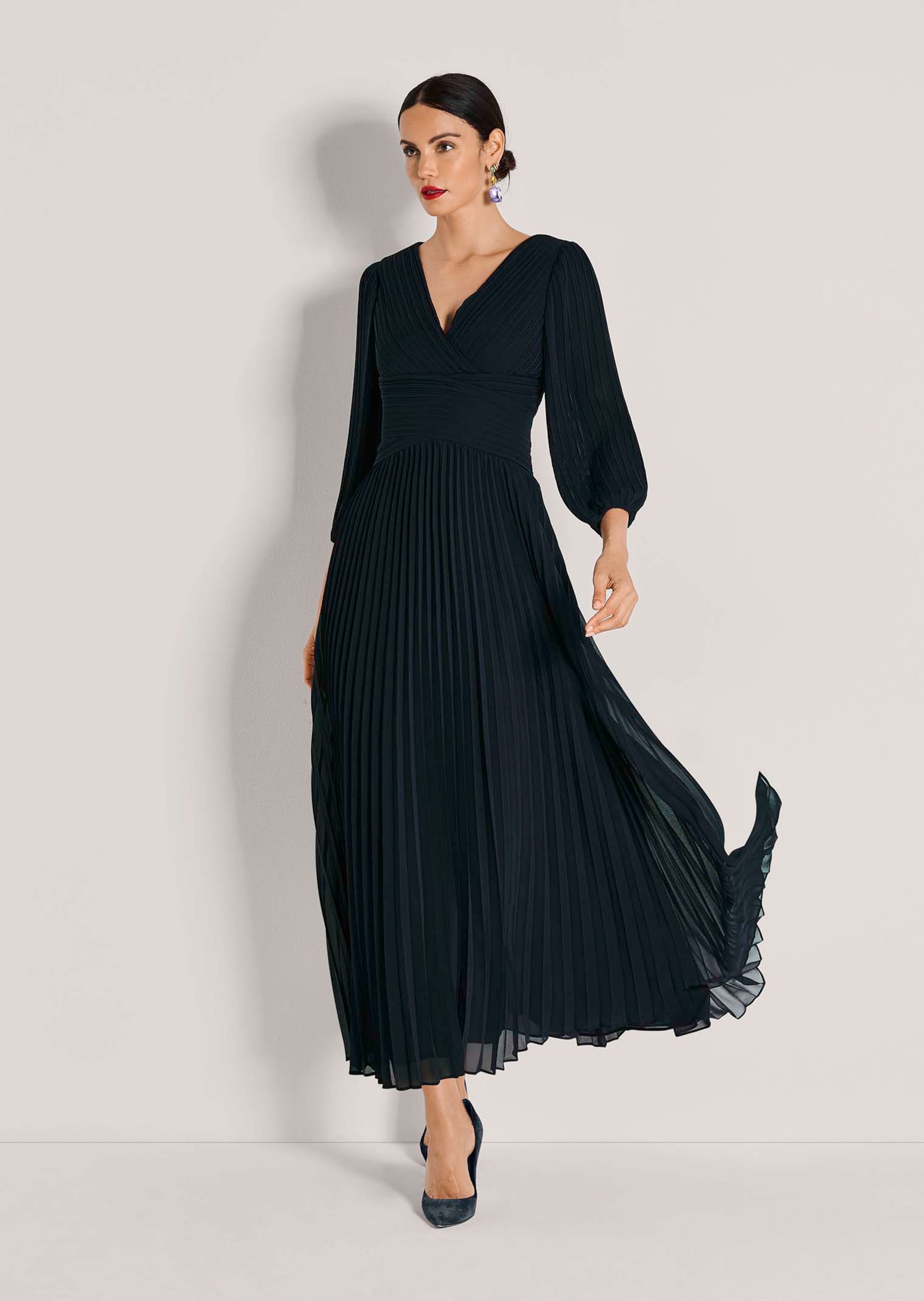 Plissé jurk van chiffon