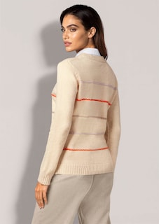 Grobstrick-Cardigan mit farbenfrohen Streifen thumbnail 3