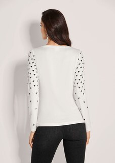 Langarmshirt mit Strass und Hahnentrittmuster thumbnail 3