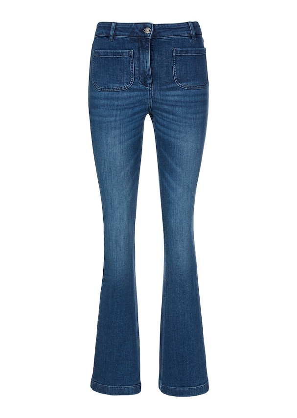 Flared jeans with a light wash