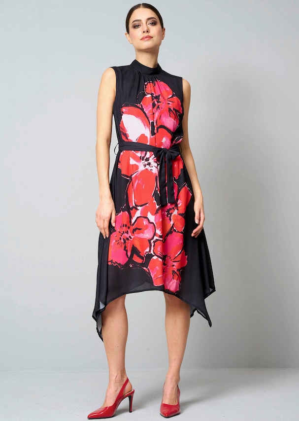 Kleid mit platziertem Blumenprint 1