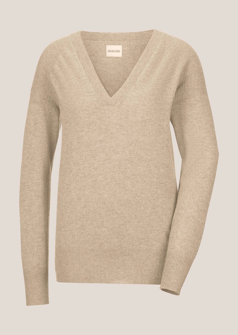 Kaschmir-Pullover mit Rippdetails