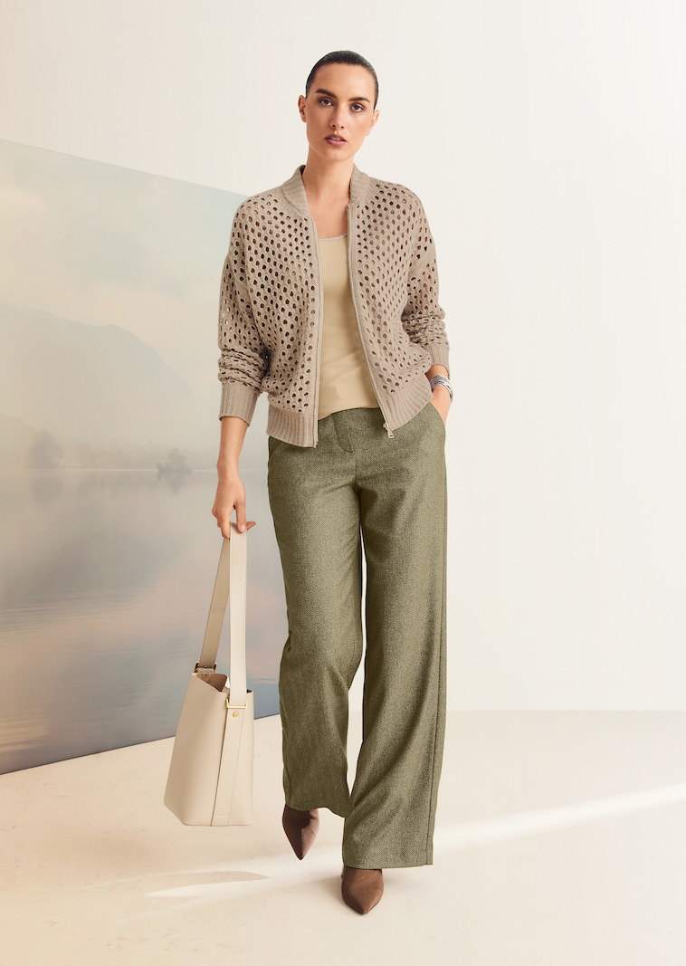 Weite Hose mit Fischgrat-Muster