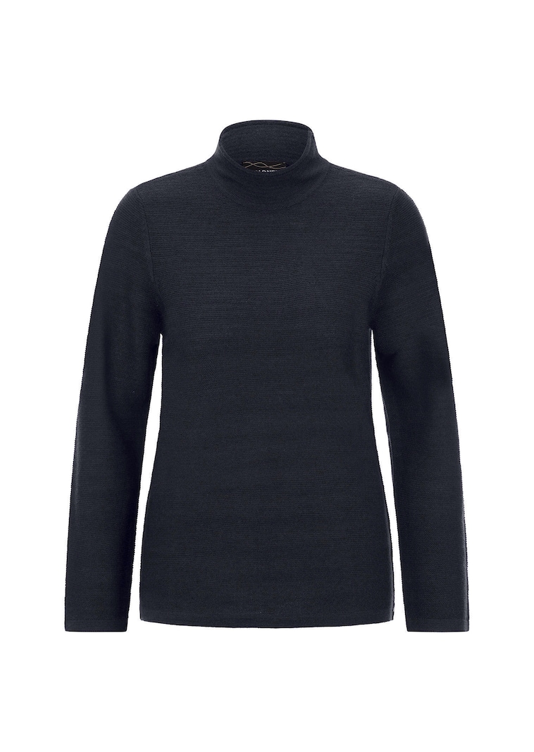 Fijn gebreide tricot pullover met opstaande kraag
