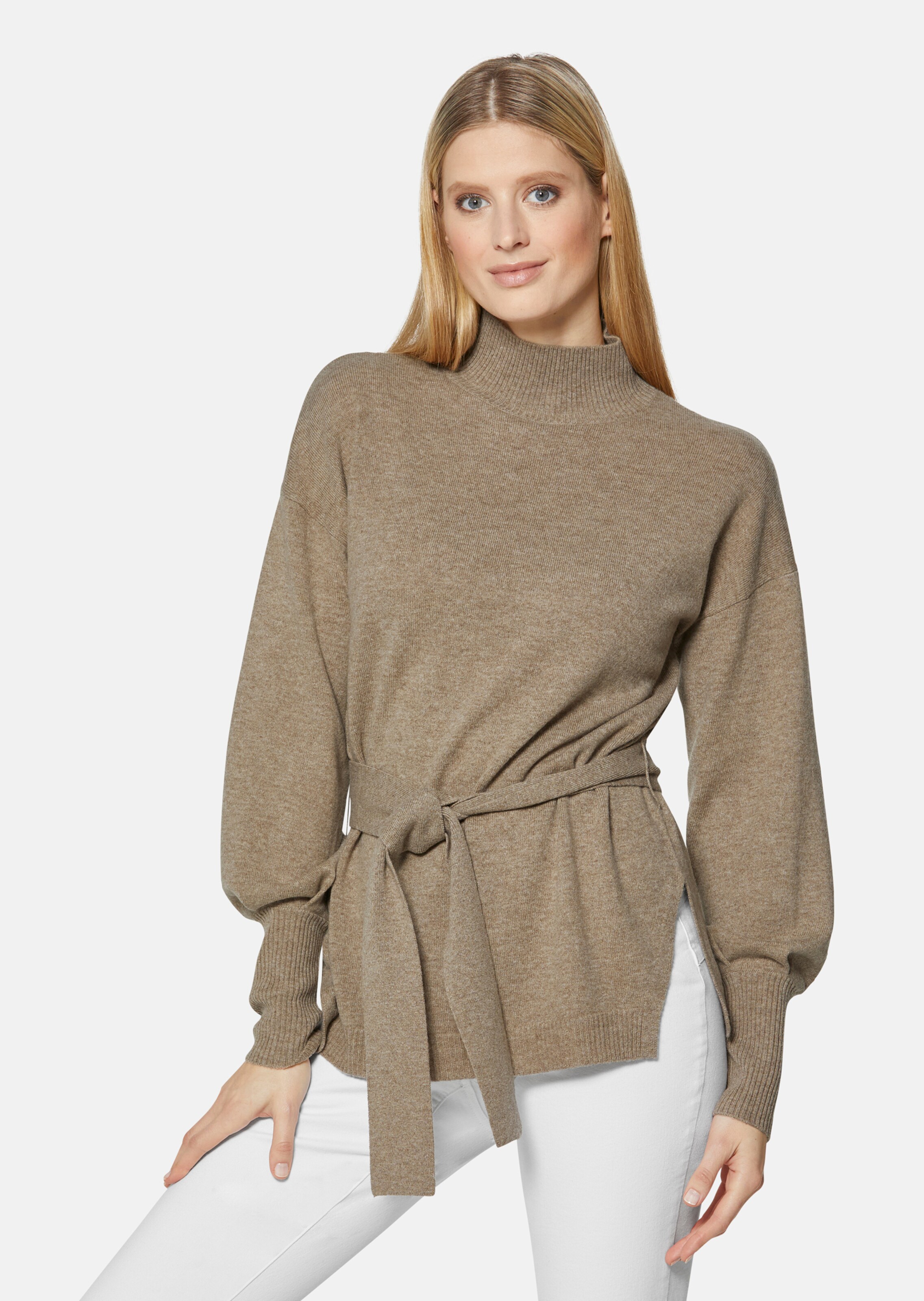 Pullover mit langen Bischofsärmeln und Bindegürtel