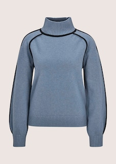 Strickpullover mit Stehkragen und Kontrastpaspeln thumbnail 6