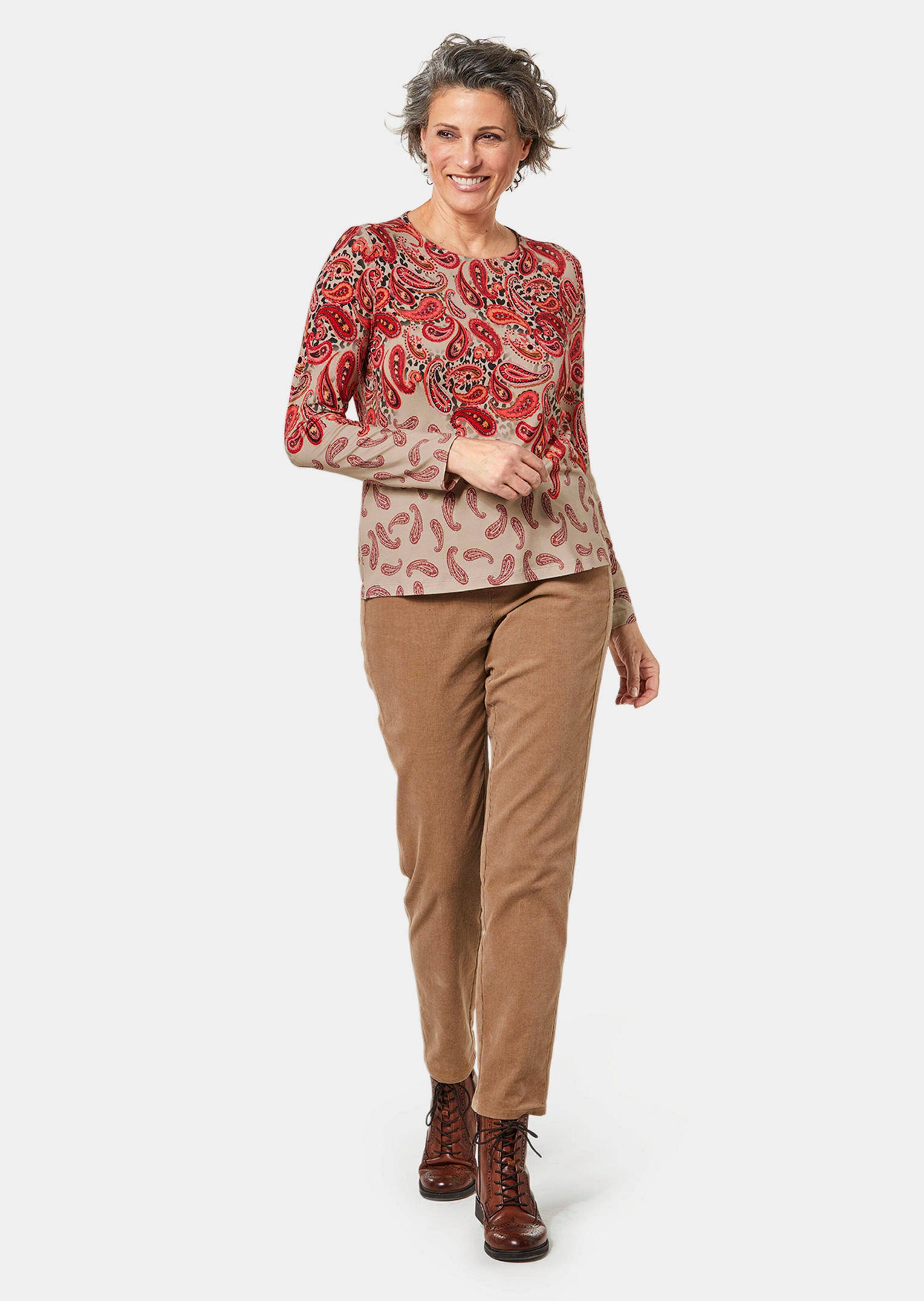 T-shirt imprimé joliment décoré - taupe / à motifs - Gr. 48 de Goldner Fashion