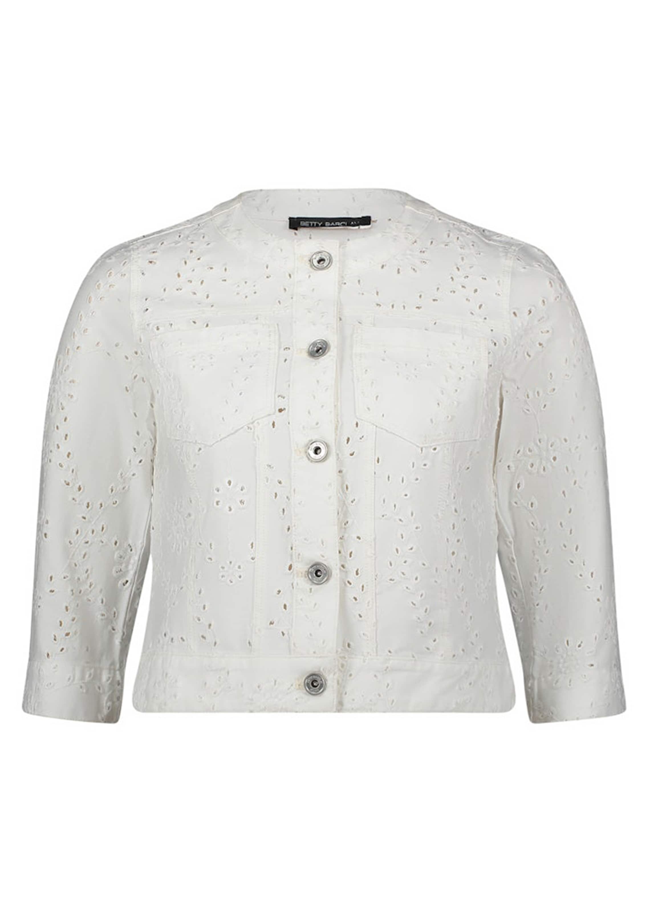 Kurzjacke mit floraler Lochstickerei