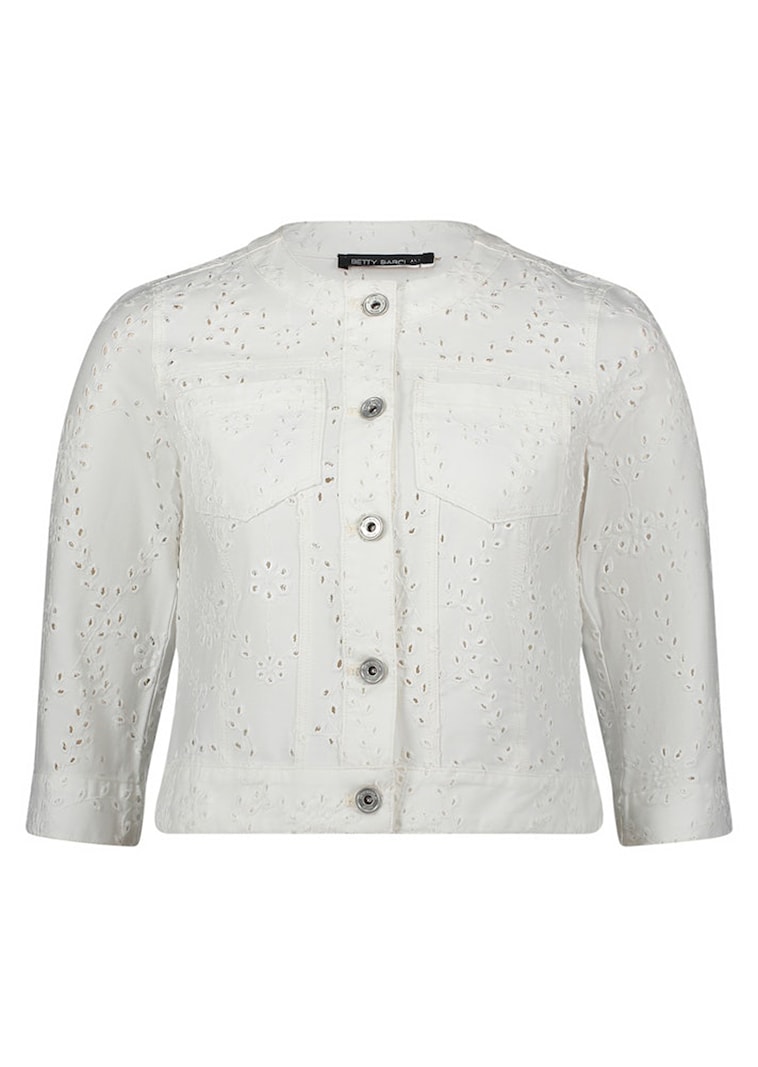 Kurzjacke mit floraler Lochstickerei