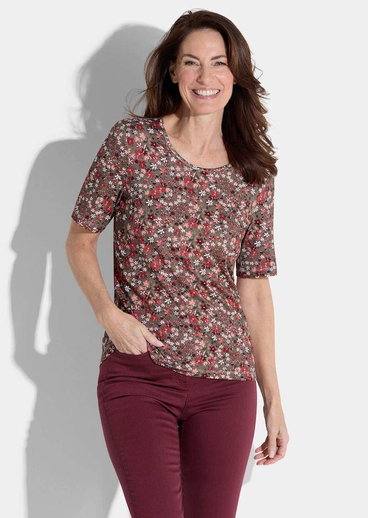 T-shirt en jersey avec imprimé mille-fleurs