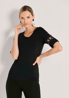 Shirt mit Halbarm und Spitzendetail thumbnail 1