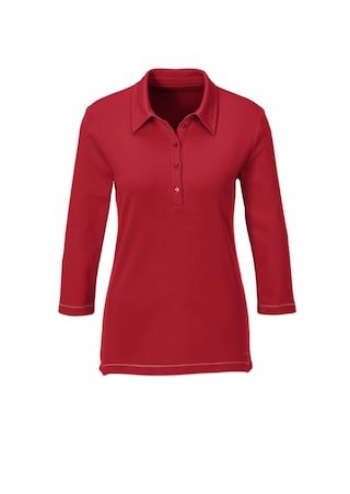 rot Basic-Poloshirt mit Stickerei aus reiner Baumwolle